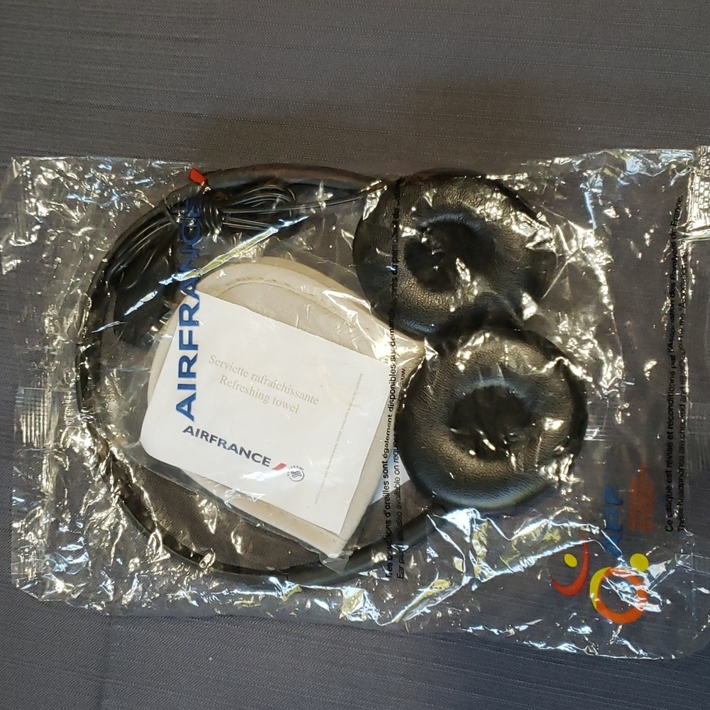 Air France Headphones Headset and Eye Cover. New in Plastic.